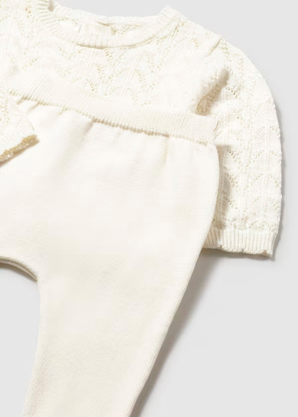 Conjunto polaina y jersey tricot ceramica recién nacida