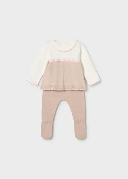 Conjunto polaina y jersey tricot topo recién nacida