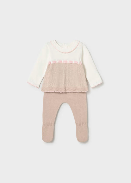 Conjunto polaina y jersey tricot topo recién nacida