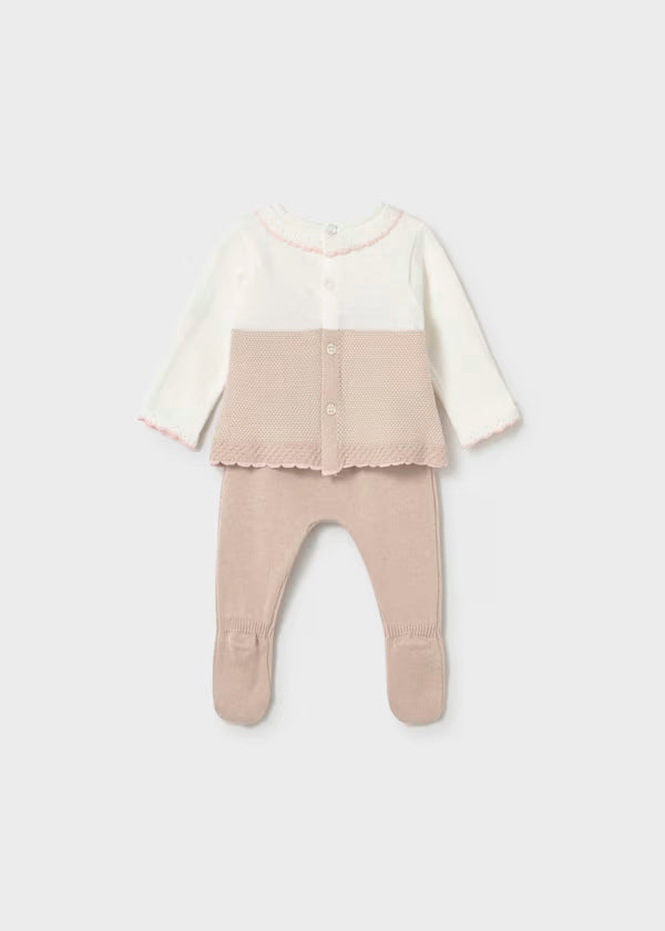 Conjunto polaina y jersey tricot topo recién nacida