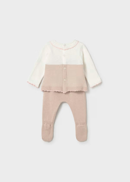 Conjunto polaina y jersey tricot topo recién nacida