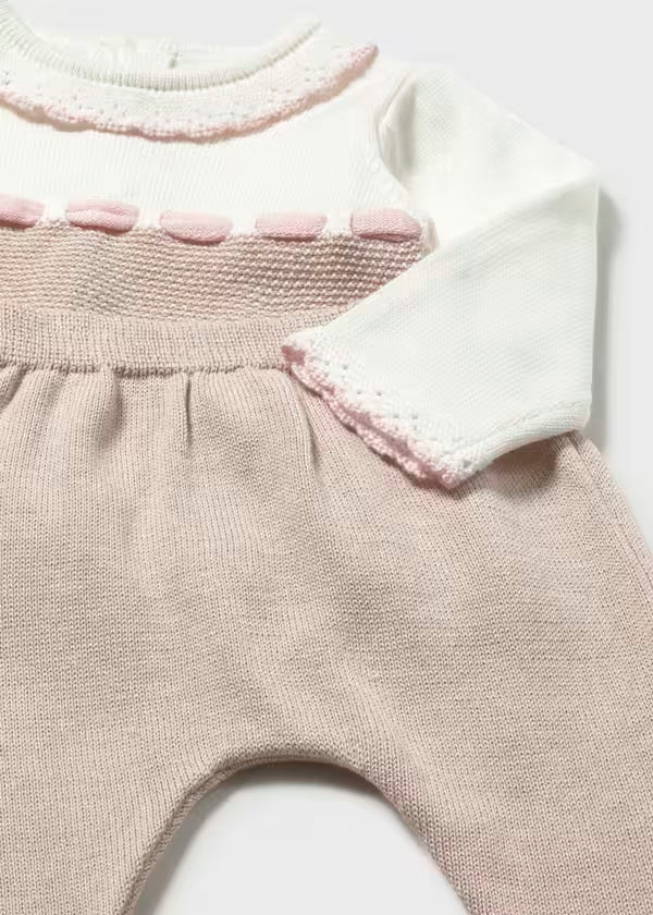 Conjunto polaina y jersey tricot topo recién nacida