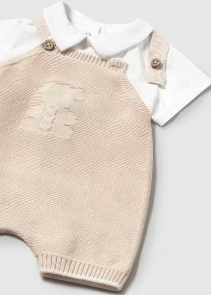 Conjunto peto tricot y playera para recién nacido