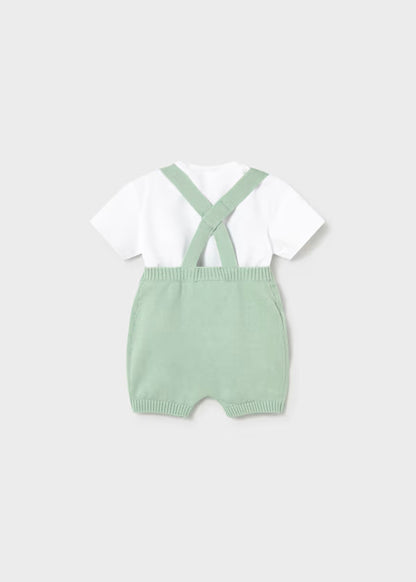 Conjunto peto verde alga y playera para recién nacido