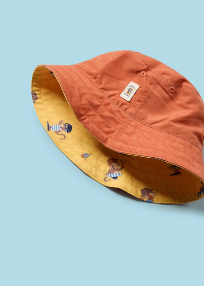 set short traje de baño con bucket hat color banana, para niño bebe
