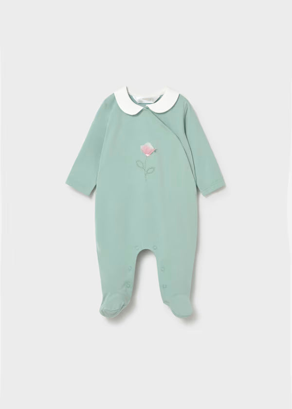 Pelele algodon color aqua, bebe niña