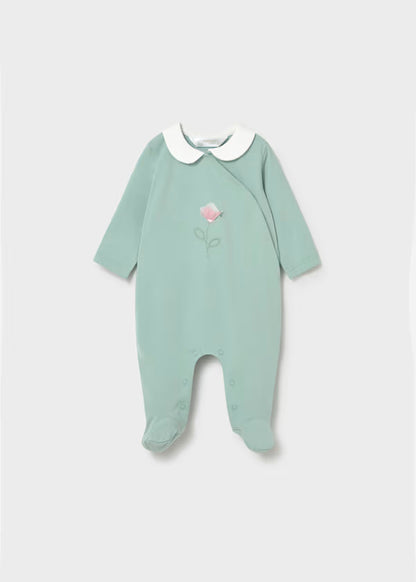 Pelele algodon color aqua, bebe niña