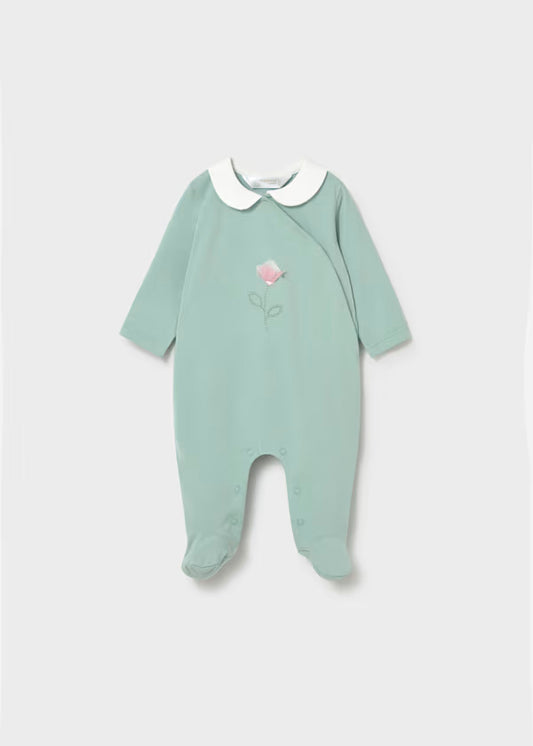 Pelele algodon color aqua, bebe niña