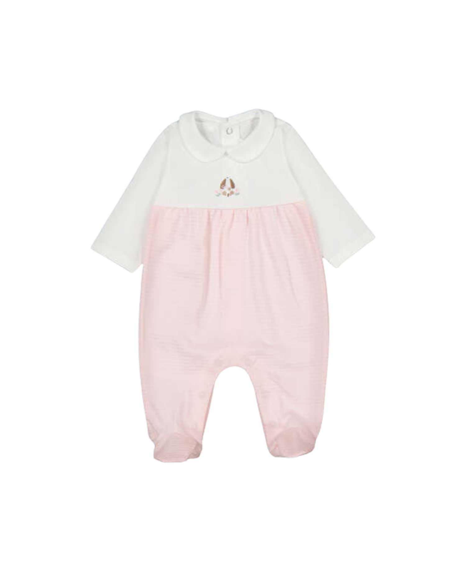 Pelele algodon color blanco con rosa bebe niña