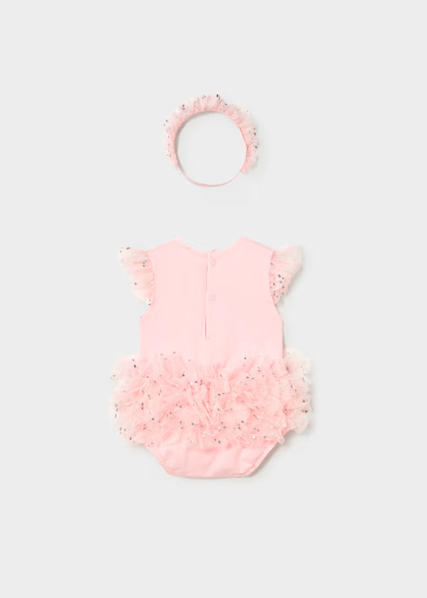 Body tutú osito con diadema recién nacida