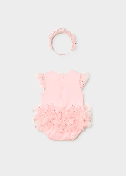 Body tutú osito con diadema recién nacida