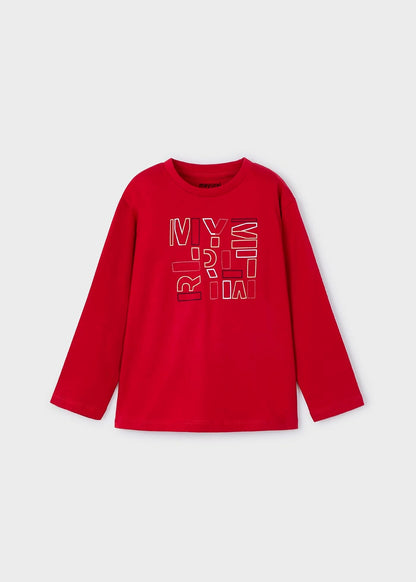 camiseta manga larga rojo print letras mayoral