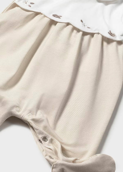 Pelele algodon peto blanco, con pies frappe