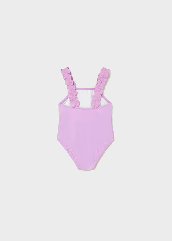 Bañador lilac con gráficas flores y abeja
