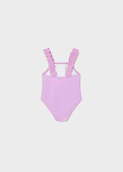 Bañador lilac con gráficas flores y abeja
