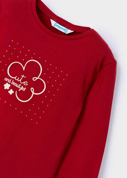camiseta manga larga, cute and beautiful. color rojo