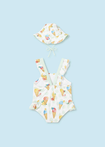 traje de baño set con gorro, para bebe niña