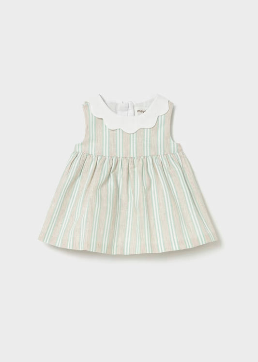 Vestido con lino rayas recién nacida