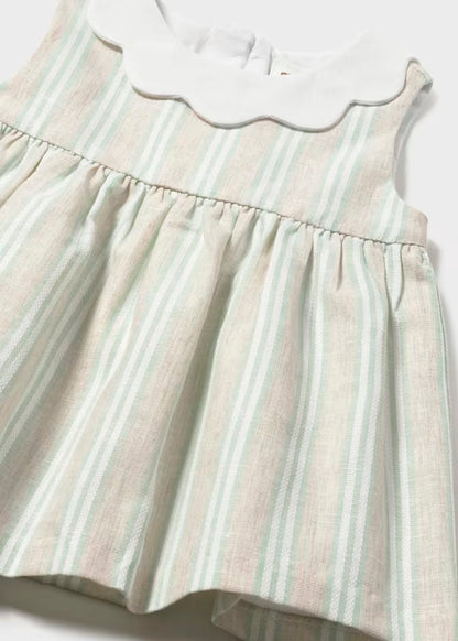 Vestido con lino rayas recién nacida