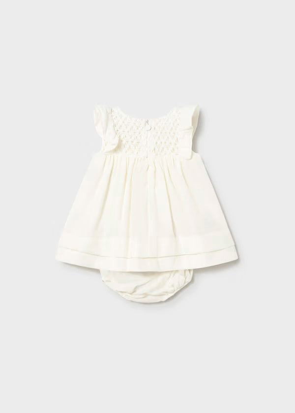 Vestido rizo color ceramica con cubrepañal recién nacida