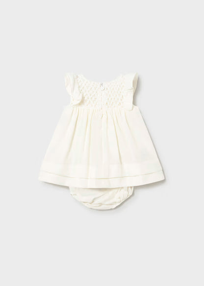 Vestido rizo color ceramica con cubrepañal recién nacida