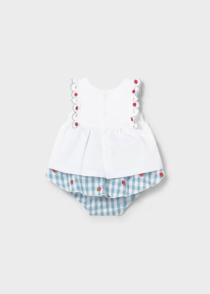 Conjunto falda cuadros y camiseta recién nacida
