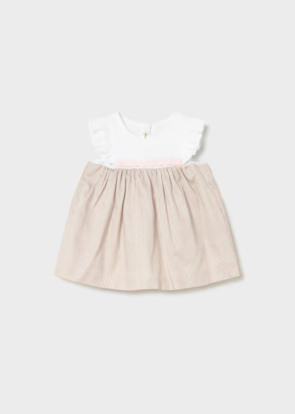 Vestido combinado falda a rayas recién nacida