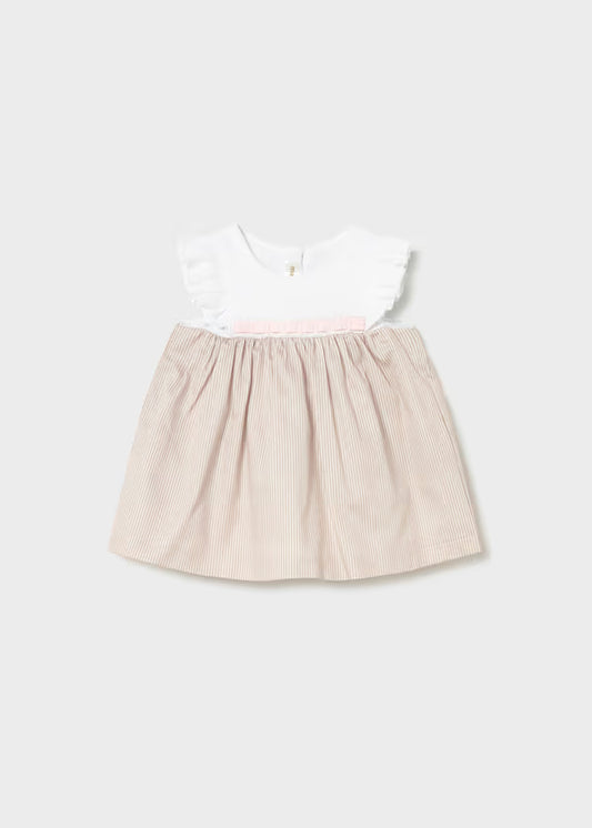 Vestido combinado falda a rayas recién nacida