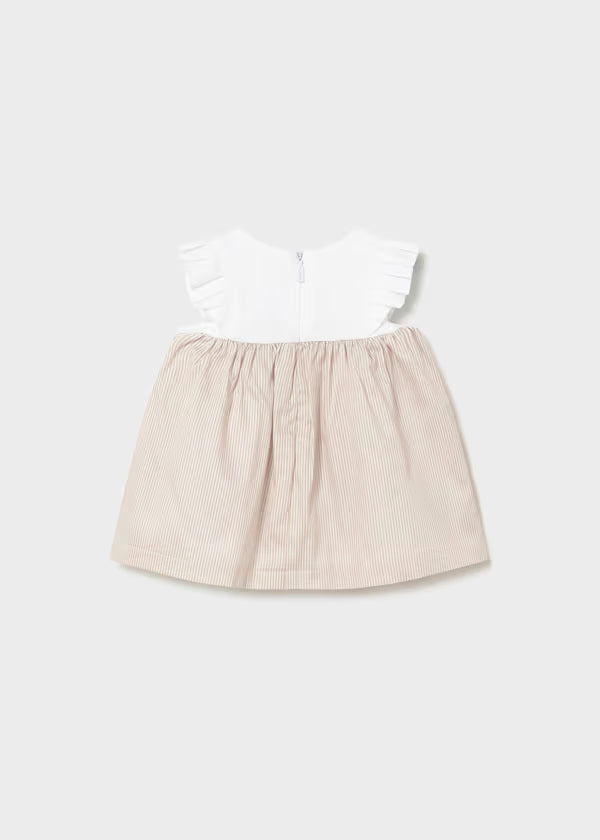 Vestido combinado falda a rayas recién nacida