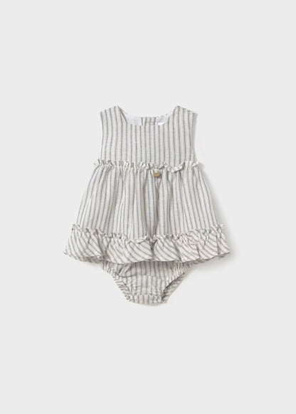 Vestido a rayas con cubre pañal para bebe