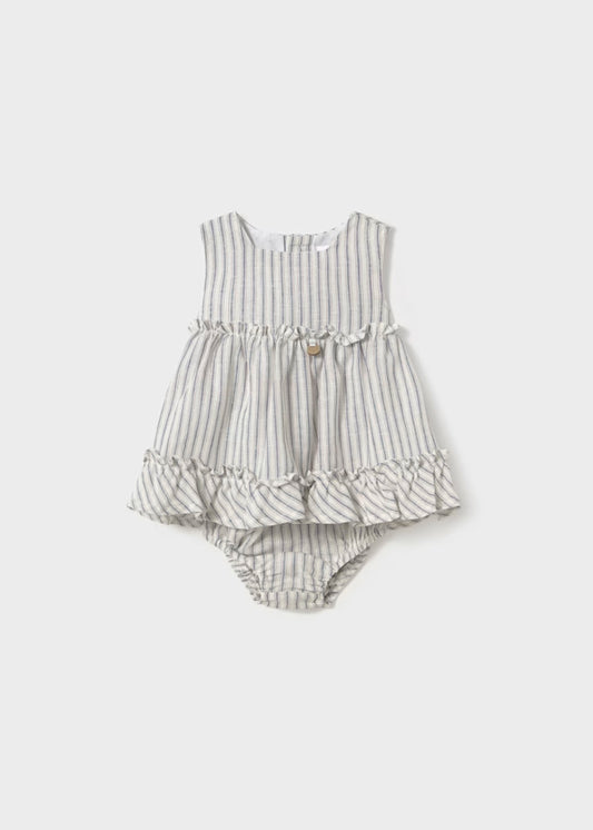 Vestido a rayas con cubre pañal para bebe