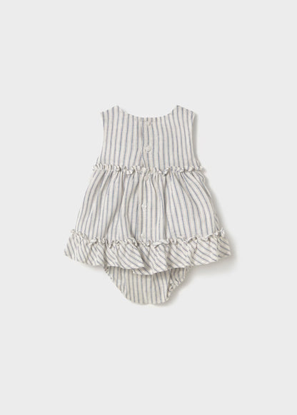 Vestido a rayas con cubre pañal para bebe