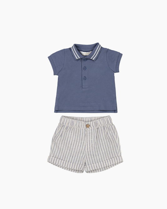 Conjunto camiseta polo y short a rayas