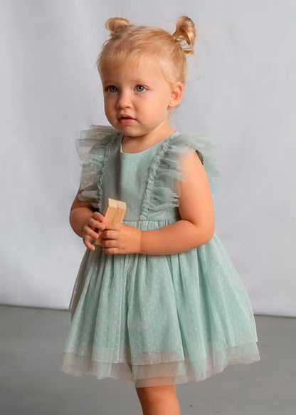 Vestido tul con diadema verde lago