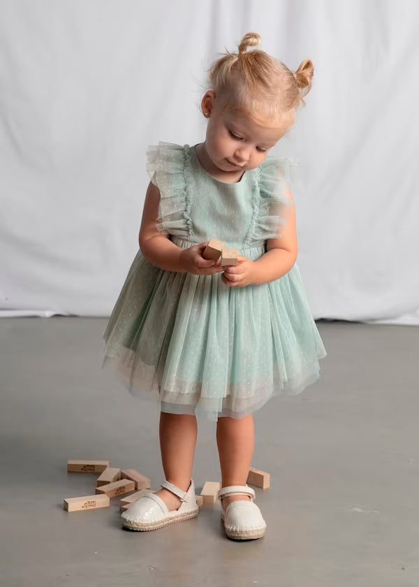 Vestido tul con diadema verde lago