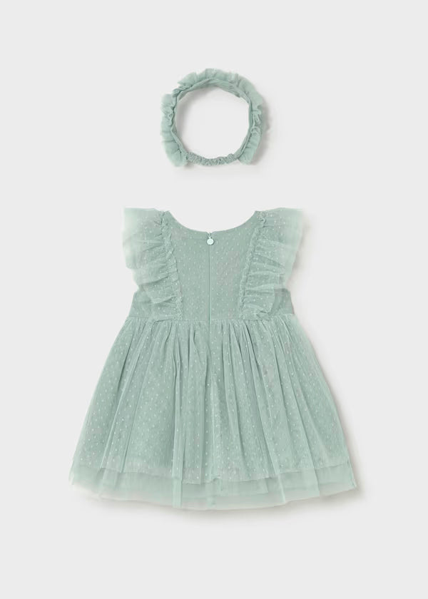 Vestido tul con diadema verde lago
