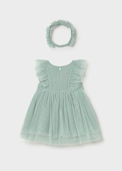 Vestido tul con diadema verde lago