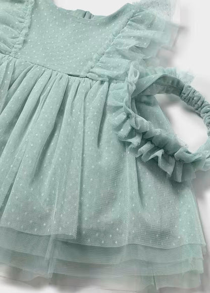 Vestido tul con diadema verde lago