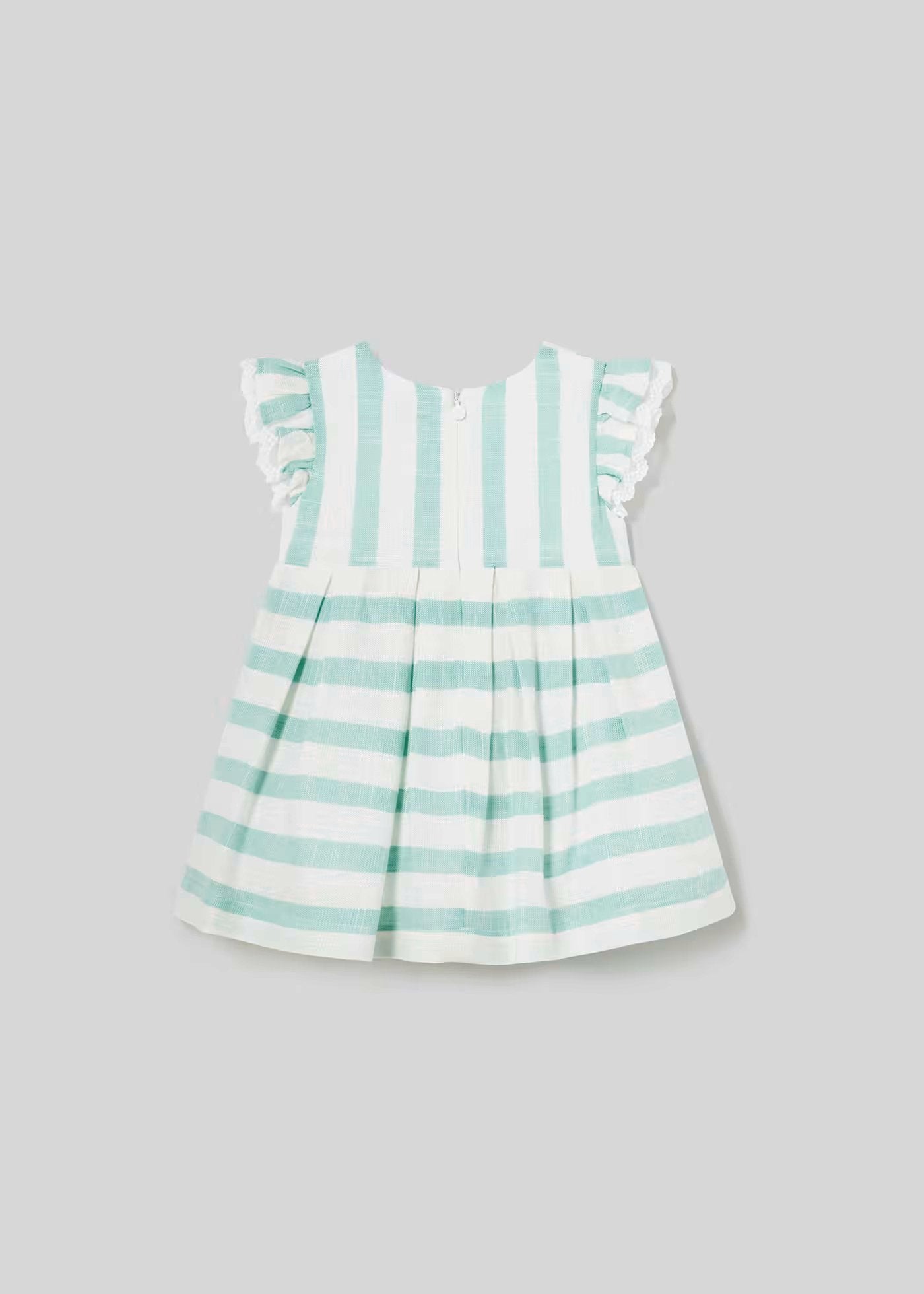 vestido rallas manga ruffle color anis