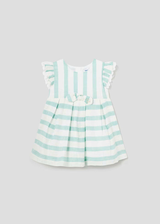 vestido rallas manga ruffle color anis