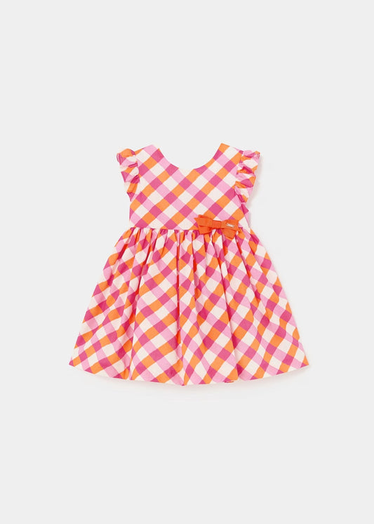 vestido cuadros naranja magenta