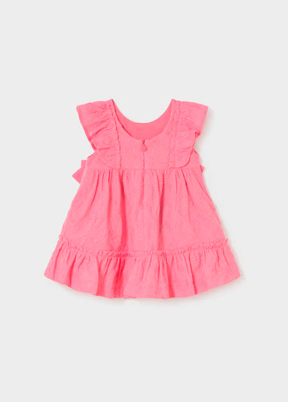 Vestido de ceremonia bordado rosa geranio