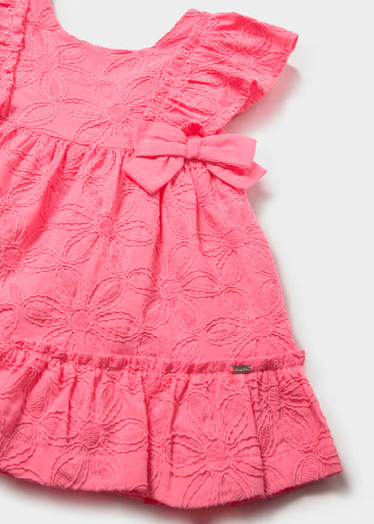 Vestido de ceremonia bordado rosa geranio