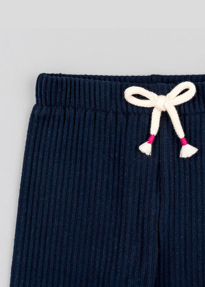 set suéter ligero a rayas print naranja rosa con leggins azul marino, marca losan