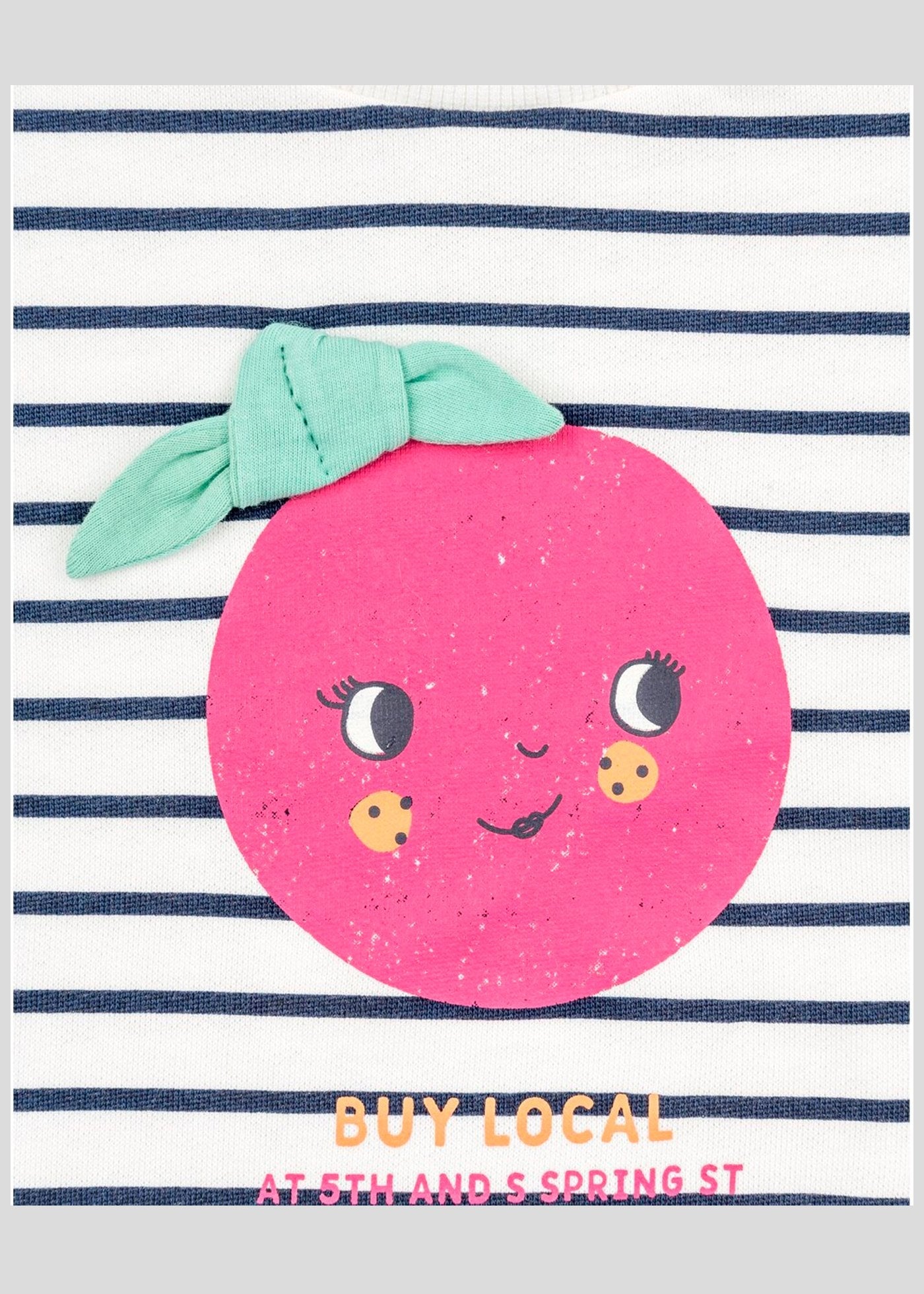 set suéter ligero a rayas print naranja rosa con leggins azul marino, marca losan