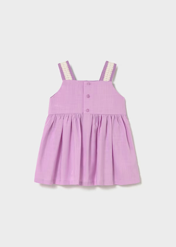 Vestido combinado lilac, peto crochet
