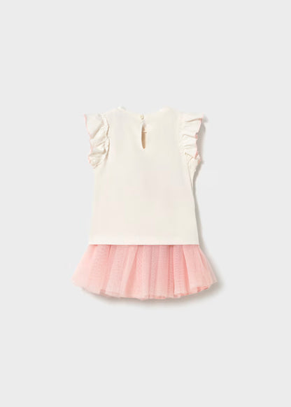 Conjunto de falda de tul  peonia + camiseta con volantes