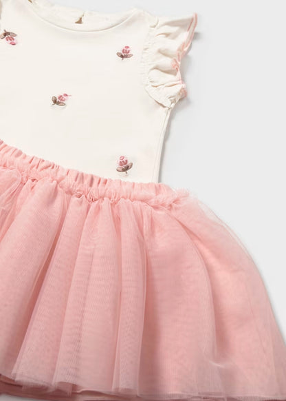 Conjunto de falda de tul  peonia + camiseta con volantes