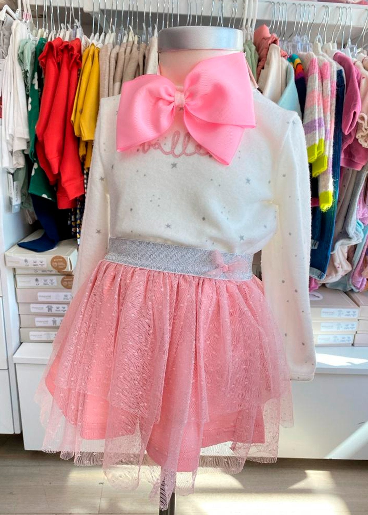 set jersey jersey ballet falda tul rosa, losan