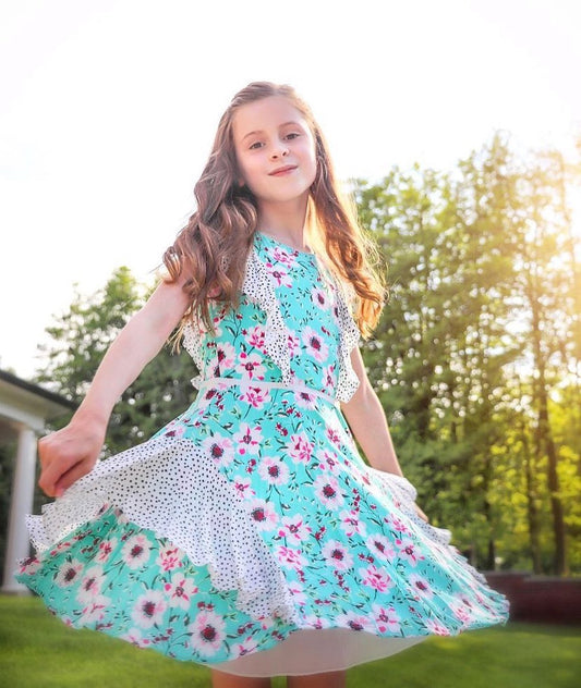 Vestido jade floreado olanes